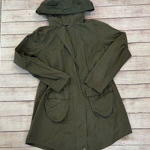 Mossimo Supply Olive Green Women's Hooded Rain Resistant Long Jacket